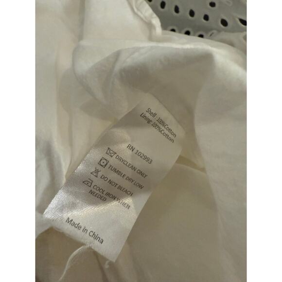 Thakoon White Eyelet Smocked Short Sleeve Cut Out Summer Mini Dress Size 0 - Picture 14 of 15